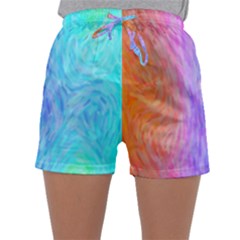 Aurora Rainbow Orange Pink Purple Blue Green Colorfull Sleepwear Shorts