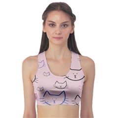 Cat Pattern Face Smile Cute Animals Beauty Sports Bra by Mariart