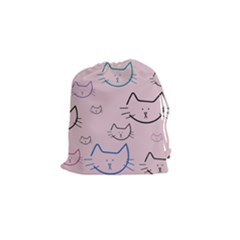 Cat Pattern Face Smile Cute Animals Beauty Drawstring Pouches (small)  by Mariart