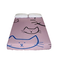 Cat Pattern Face Smile Cute Animals Beauty Fitted Sheet (full/ Double Size) by Mariart