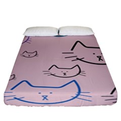 Cat Pattern Face Smile Cute Animals Beauty Fitted Sheet (king Size) by Mariart