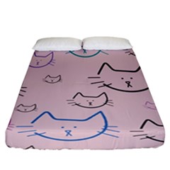 Cat Pattern Face Smile Cute Animals Beauty Fitted Sheet (california King Size) by Mariart