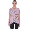 Cat Pattern Face Smile Cute Animals Beauty Cut Out Side Drop Tee View1