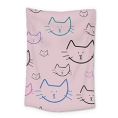 Cat Pattern Face Smile Cute Animals Beauty Small Tapestry by Mariart