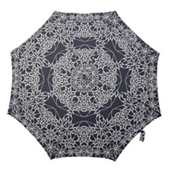 Blue White Lace Flower Floral Star Hook Handle Umbrellas (small) by Mariart