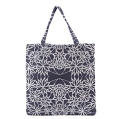 Blue White Lace Flower Floral Star Grocery Tote Bag