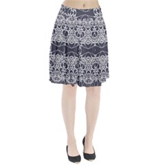 Blue White Lace Flower Floral Star Pleated Skirt