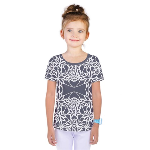 Blue White Lace Flower Floral Star Kids  One Piece Tee by Mariart