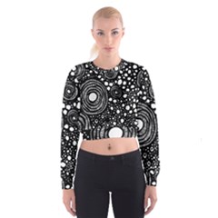 Circle Polka Dots Black White Cropped Sweatshirt by Mariart