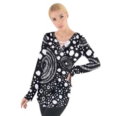 Circle Polka Dots Black White Tie Up Tee