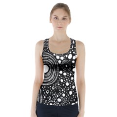 Circle Polka Dots Black White Racer Back Sports Top