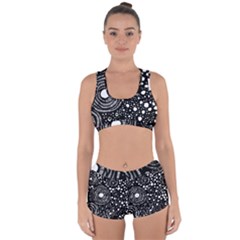 Circle Polka Dots Black White Racerback Boyleg Bikini Set