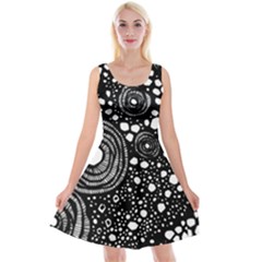 Circle Polka Dots Black White Reversible Velvet Sleeveless Dress