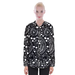 Circle Polka Dots Black White Womens Long Sleeve Shirt