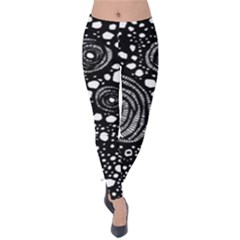 Circle Polka Dots Black White Velvet Leggings