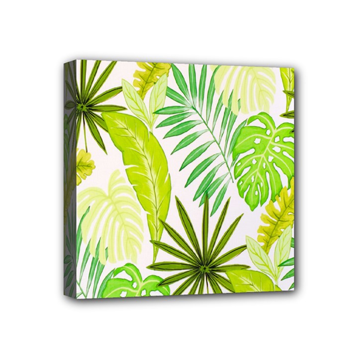 Amazon Forest Natural Green Yellow Leaf Mini Canvas 4  x 4 