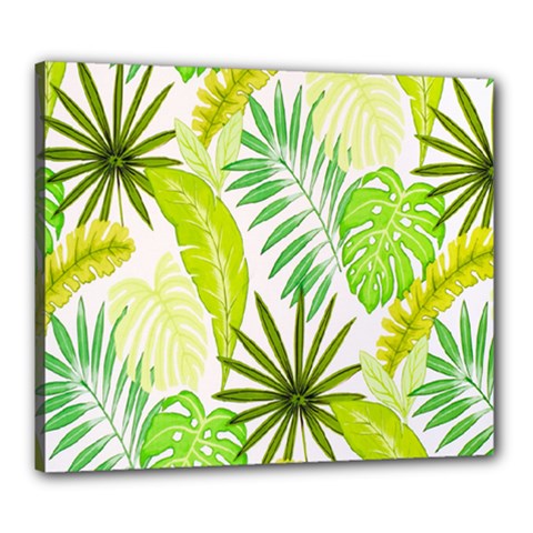 Amazon Forest Natural Green Yellow Leaf Canvas 24  X 20  by Mariart