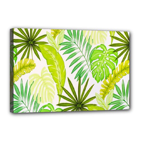 Amazon Forest Natural Green Yellow Leaf Canvas 18  X 12  by Mariart