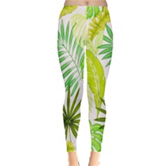 Amazon Forest Natural Green Yellow Leaf Leggings  by Mariart