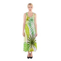 Amazon Forest Natural Green Yellow Leaf Sleeveless Maxi Dress by Mariart