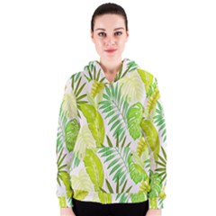 Amazon Forest Natural Green Yellow Leaf Women s Zipper Hoodie by Mariart