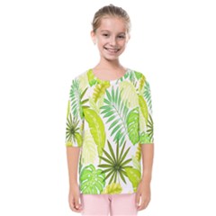 Amazon Forest Natural Green Yellow Leaf Kids  Quarter Sleeve Raglan Tee