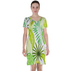 Amazon Forest Natural Green Yellow Leaf Short Sleeve Nightdress by Mariart