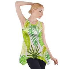 Amazon Forest Natural Green Yellow Leaf Side Drop Tank Tunic