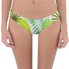 Amazon Forest Natural Green Yellow Leaf Reversible Hipster Bikini Bottoms