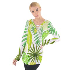 Amazon Forest Natural Green Yellow Leaf Tie Up Tee by Mariart