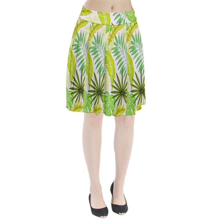 Amazon Forest Natural Green Yellow Leaf Pleated Skirt