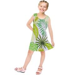 Amazon Forest Natural Green Yellow Leaf Kids  Tunic Dress by Mariart