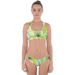 Amazon Forest Natural Green Yellow Leaf Cross Back Hipster Bikini Set