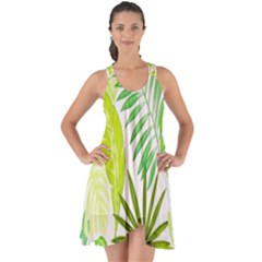 Amazon Forest Natural Green Yellow Leaf Show Some Back Chiffon Dress