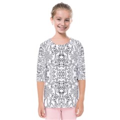 Black Psychedelic Pattern Kids  Quarter Sleeve Raglan Tee