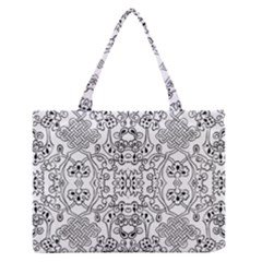 Black Psychedelic Pattern Zipper Medium Tote Bag