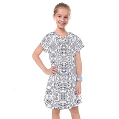 Black Psychedelic Pattern Kids  Drop Waist Dress