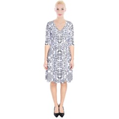 Black Psychedelic Pattern Wrap Up Cocktail Dress