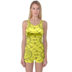 Yellow Flower Floral Circle Sexy One Piece Boyleg Swimsuit by Mariart