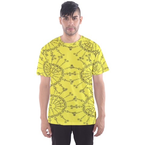 Yellow Flower Floral Circle Sexy Men s Sports Mesh Tee by Mariart