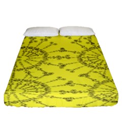 Yellow Flower Floral Circle Sexy Fitted Sheet (queen Size) by Mariart