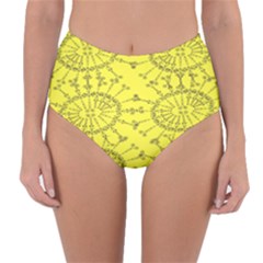 Yellow Flower Floral Circle Sexy Reversible High-waist Bikini Bottoms