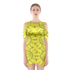 Yellow Flower Floral Circle Sexy Shoulder Cutout One Piece