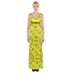 Yellow Flower Floral Circle Sexy Maxi Thigh Split Dress by Mariart