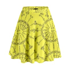 Yellow Flower Floral Circle Sexy High Waist Skirt by Mariart