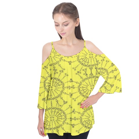 Yellow Flower Floral Circle Sexy Flutter Tees by Mariart