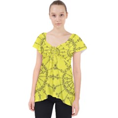 Yellow Flower Floral Circle Sexy Lace Front Dolly Top by Mariart