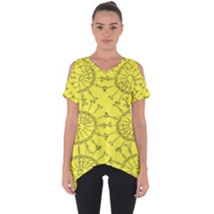 Yellow Flower Floral Circle Sexy Cut Out Side Drop Tee by Mariart