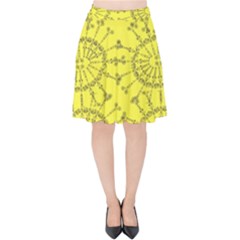 Yellow Flower Floral Circle Sexy Velvet High Waist Skirt by Mariart