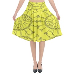 Yellow Flower Floral Circle Sexy Flared Midi Skirt by Mariart